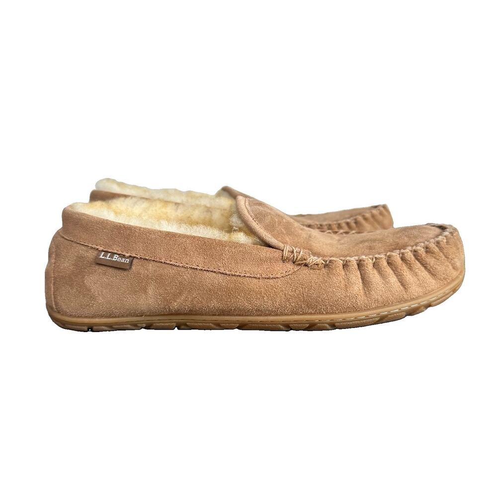 L.L. Bean Men’s Wicked Good Suede & Lamb Fur Slippers Venetian Loafers Size 10